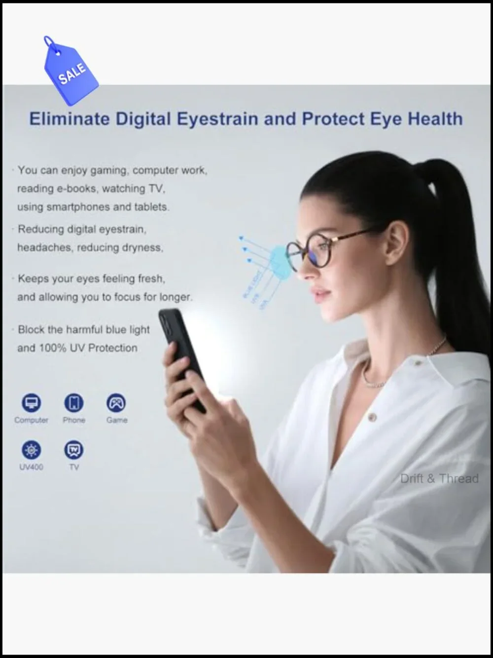 Retro Oval Blue Light Blocking Glasses for Women Lightweight UV400 Protection